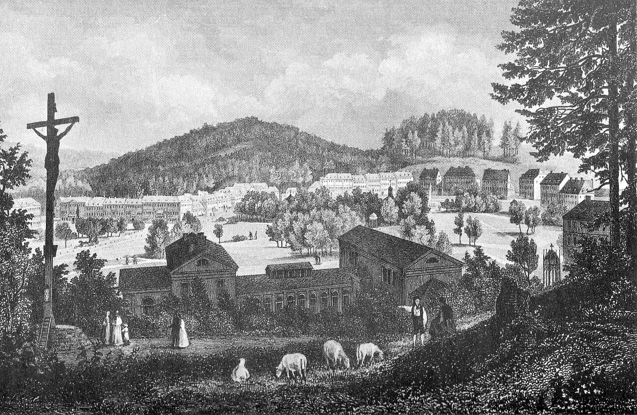 Старинный вид Мариенбада около 1850 года